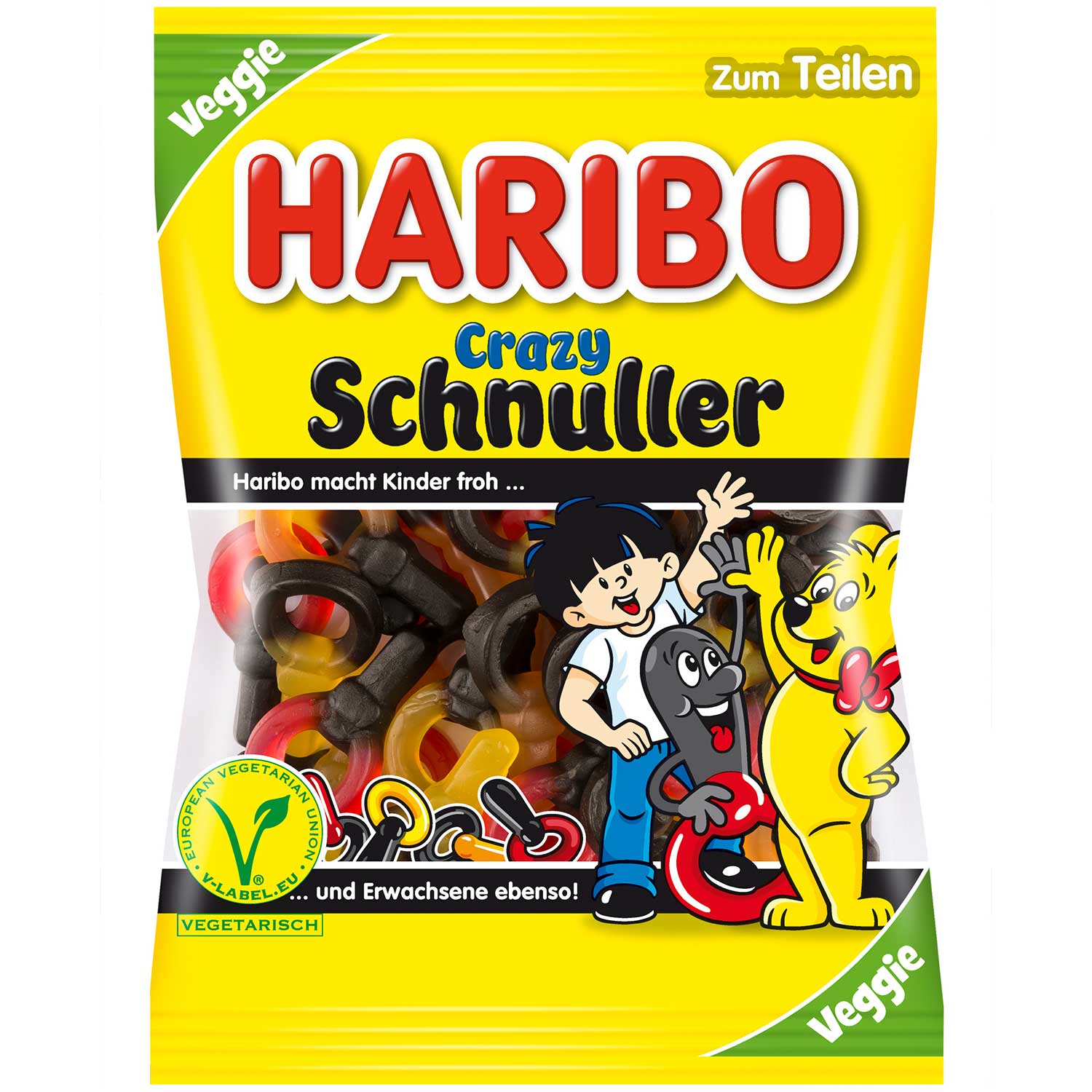 Haribo Crazy Schnuller Lakritz Fruchtgummi Veggie 175g MHD:30.8.25