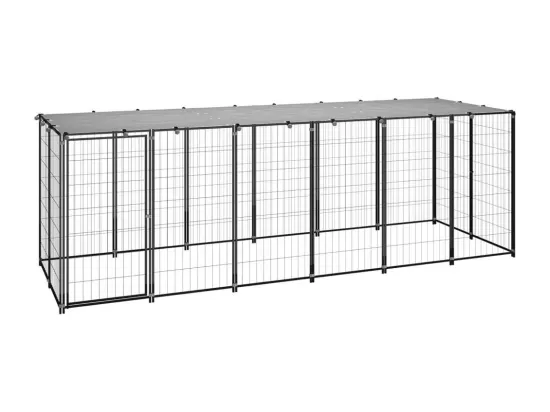 Chenil extérieur cage enclos grise 330 x 110 x 110 cm 02_0000525