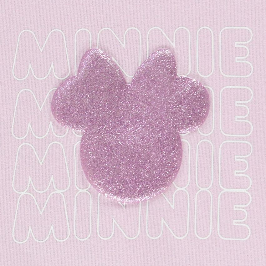 Ensemble sweat print glitter en relief + short Minnie Disney pour fille - Lilas