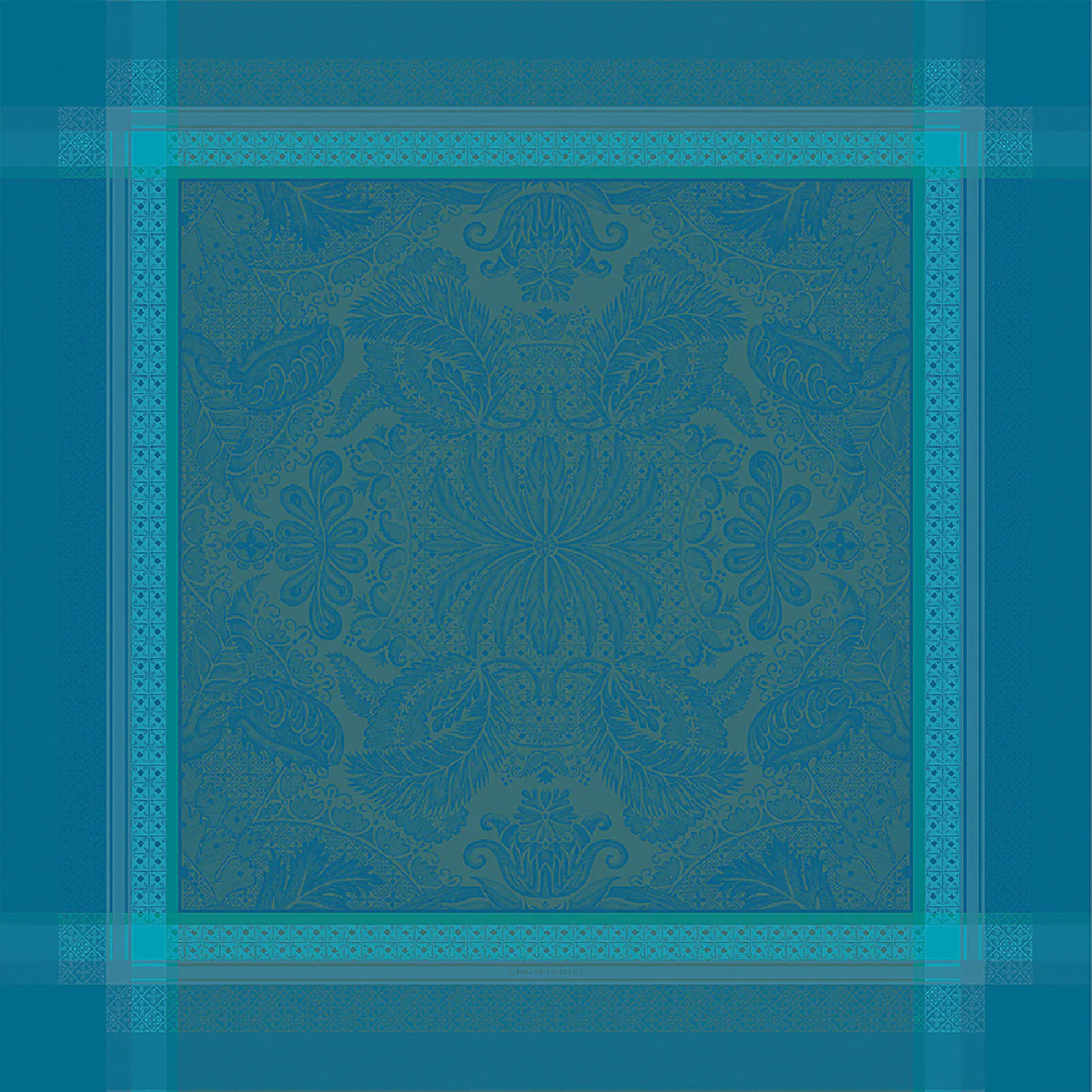 Nappe antitache déperlant pur coton bleu 174X304 Garnier Thiebaut