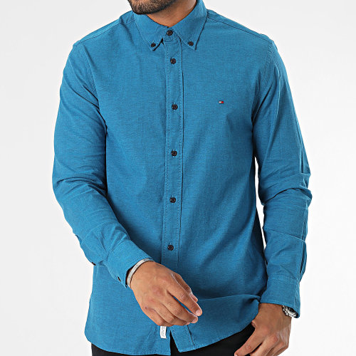 Chemise Manches Longues 9968 Bleu Pétrole Chiné