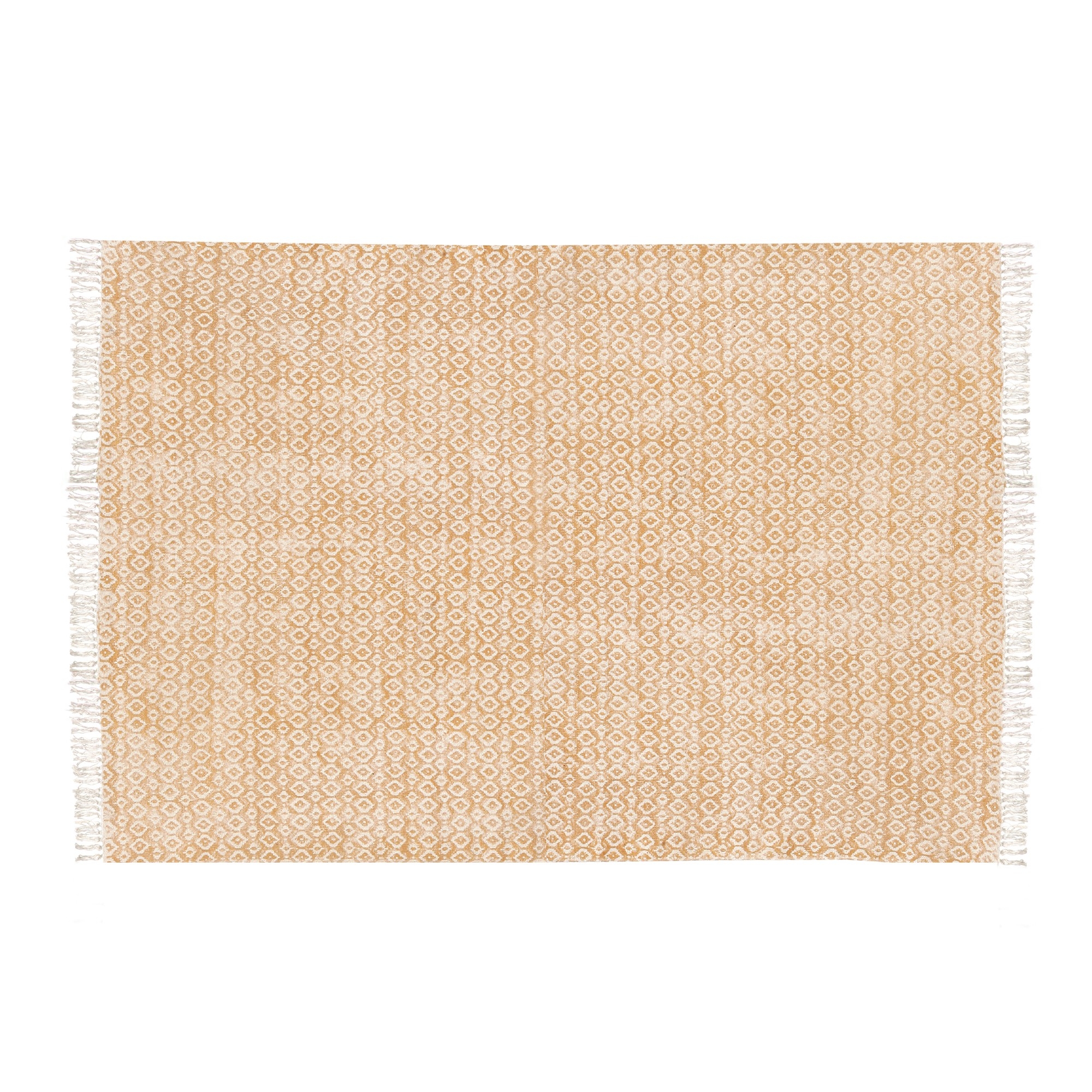 Teppich 'Charo', handbedruckt, ocker, weiß, B 200 cm, L 140 cm von fischer's lagerhaus