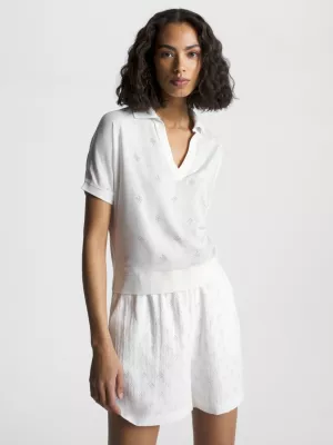 Polo Relaxed Fit com Estampa de Logo Degradê