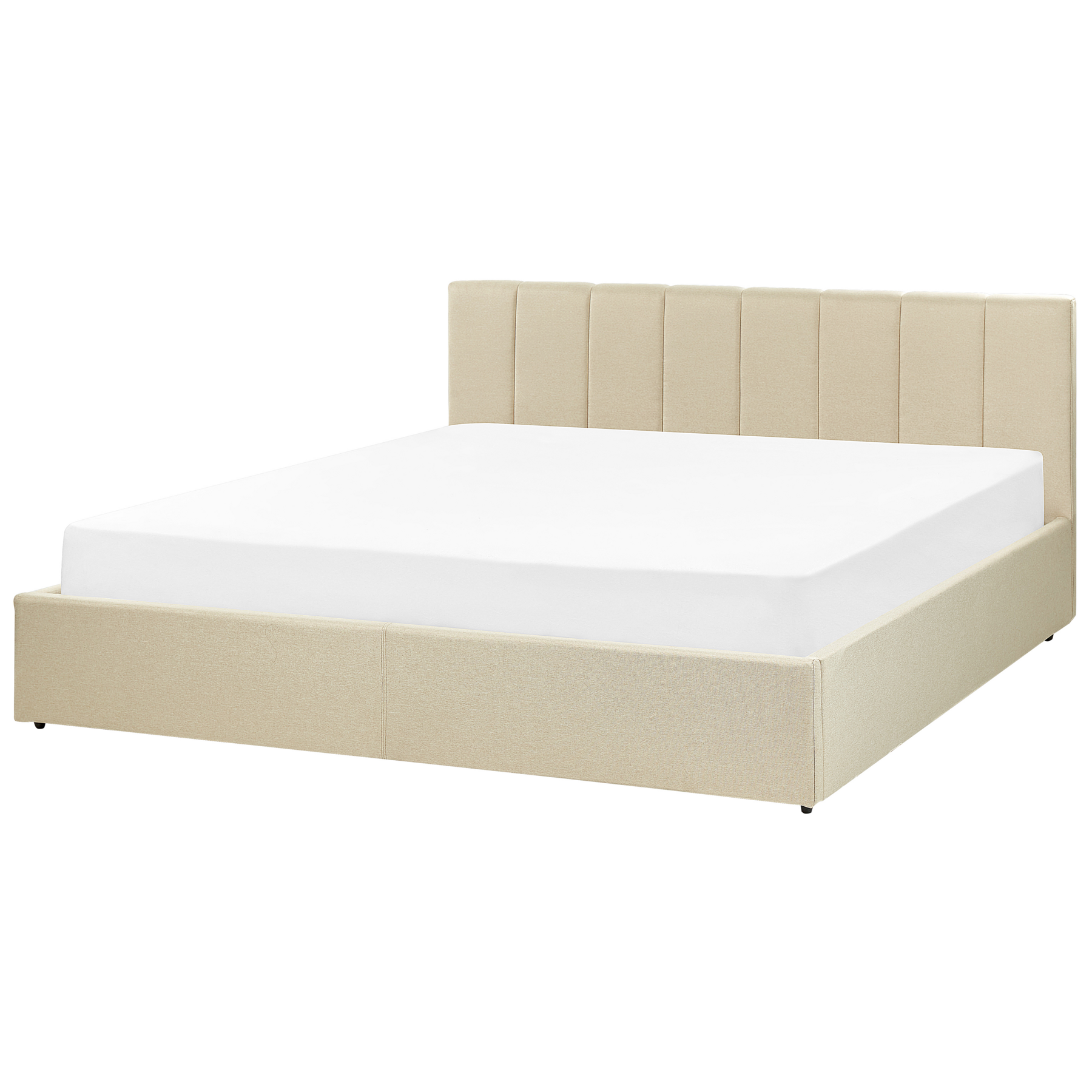 Beliani-DREUX-Bed met opbergruimte-Beige-180 x 200 cm-Polyester