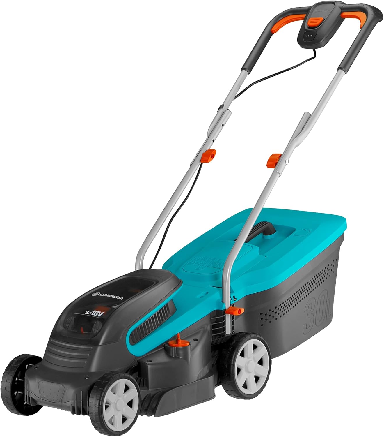 Gardena Akku-Rasenmäher PowerMax 32/36V P4A ohne Akku: Rasenmäher bis 200 m², 32 cm Schnittbreite, 30 l Fassungsvolumen, Schnitthöhe 20-60 mm, Cut and Collect System (14621-55)