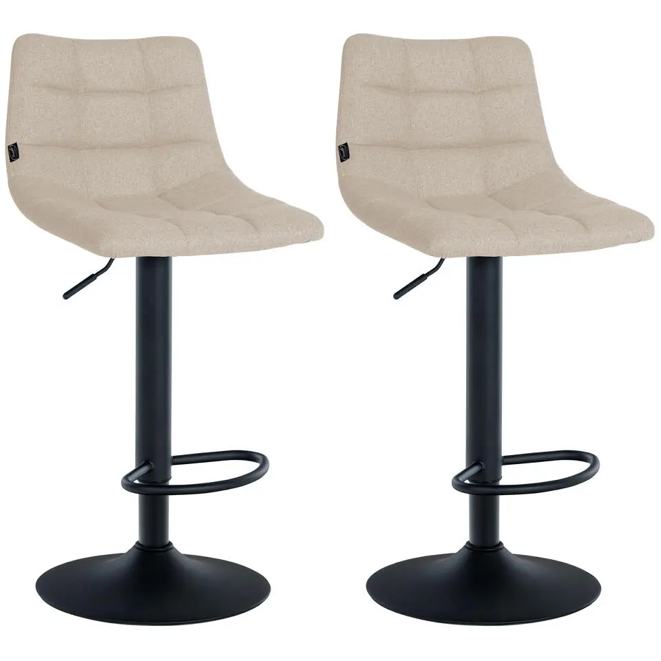 CLP Set van 2 Barkruk Jerry zwart Frame - Stof - creme