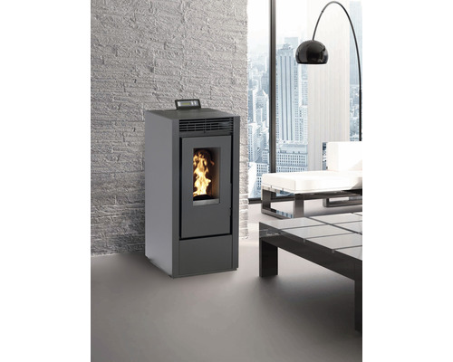 Interstoves Marina 14 stalen pelletkachel met kanaal, zwart, 12,1 kW