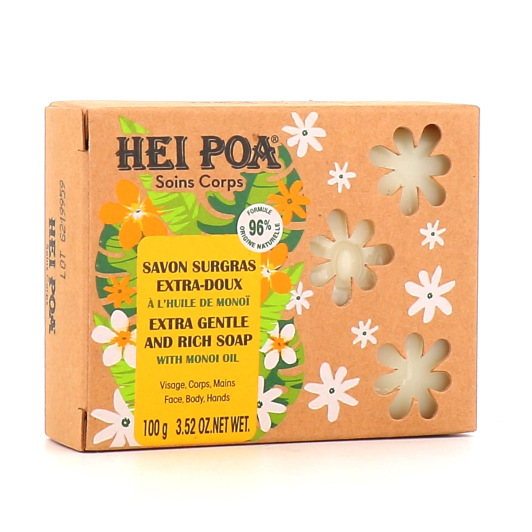Savon surgras en pain au Monoï de Tahiti Hei Poa