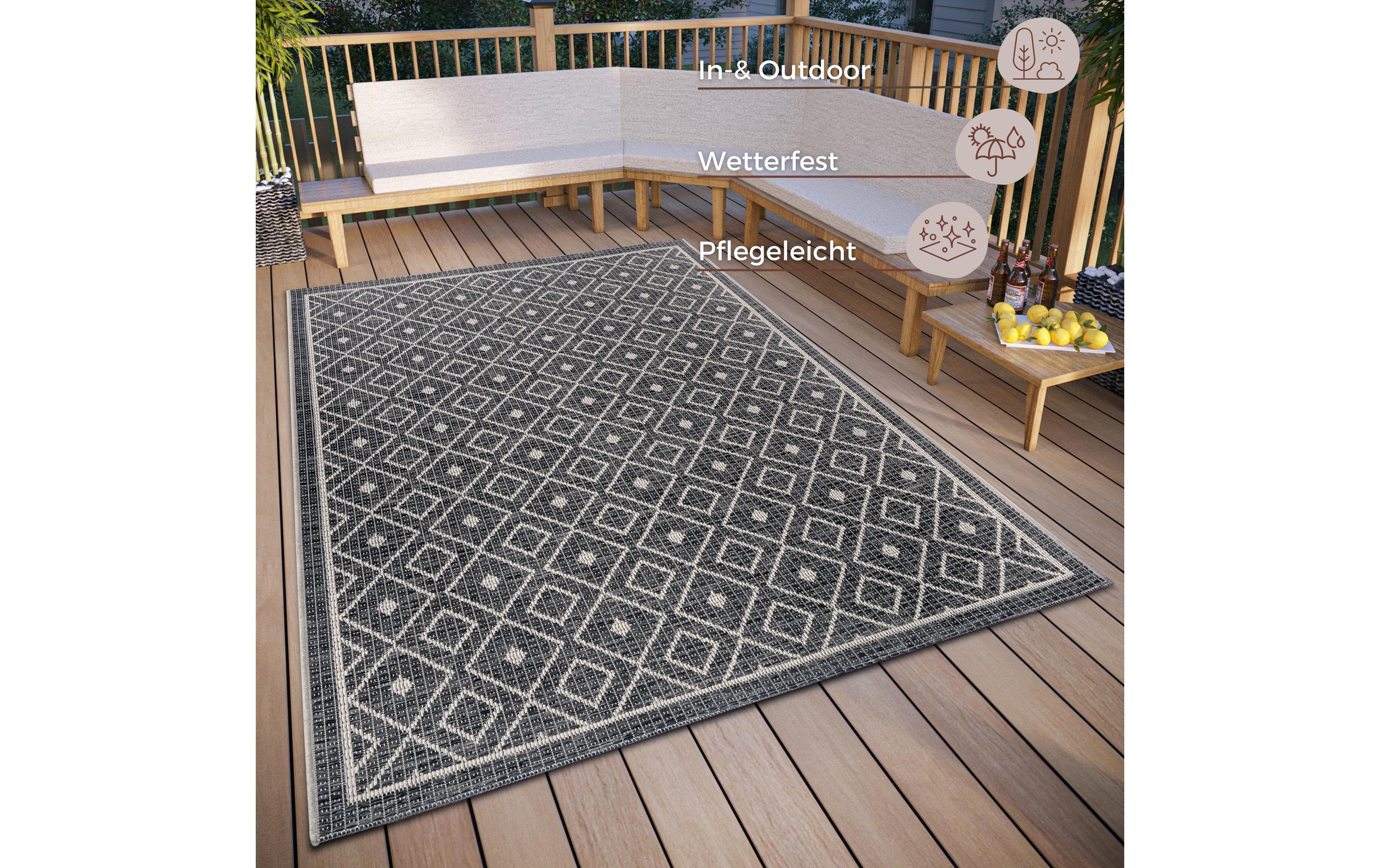 Teppich Lahal 155 cm x 235 cm, Beige/GrauIn- & Outdoor Teppich