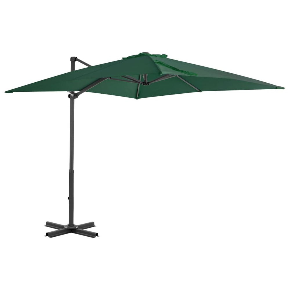 Parasol meuble de jardin en porte-à-faux et mât en aluminium 250 x 250 cm vert