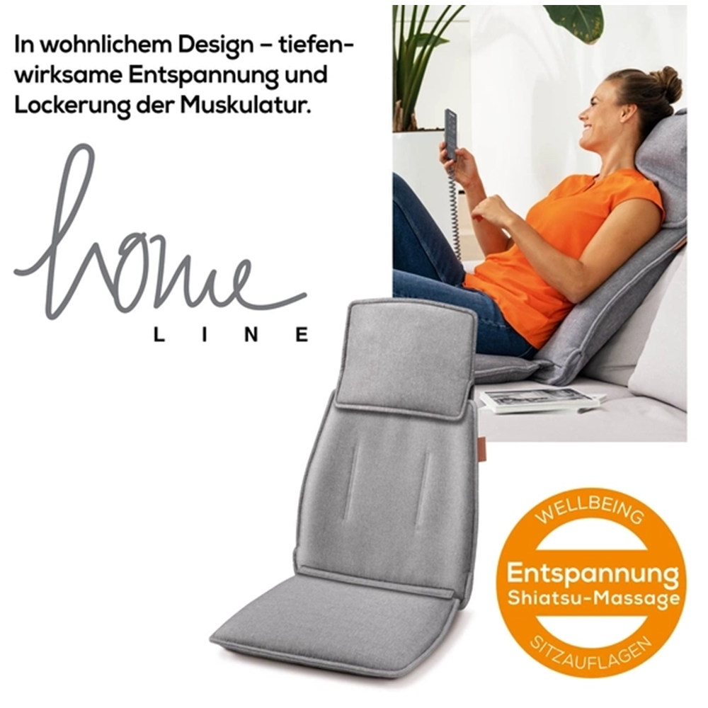 MG 330 Grey Shiatsu Massagesitzauflage Elektrischer Massage Sessel zur Entspannung (10039) - Grau