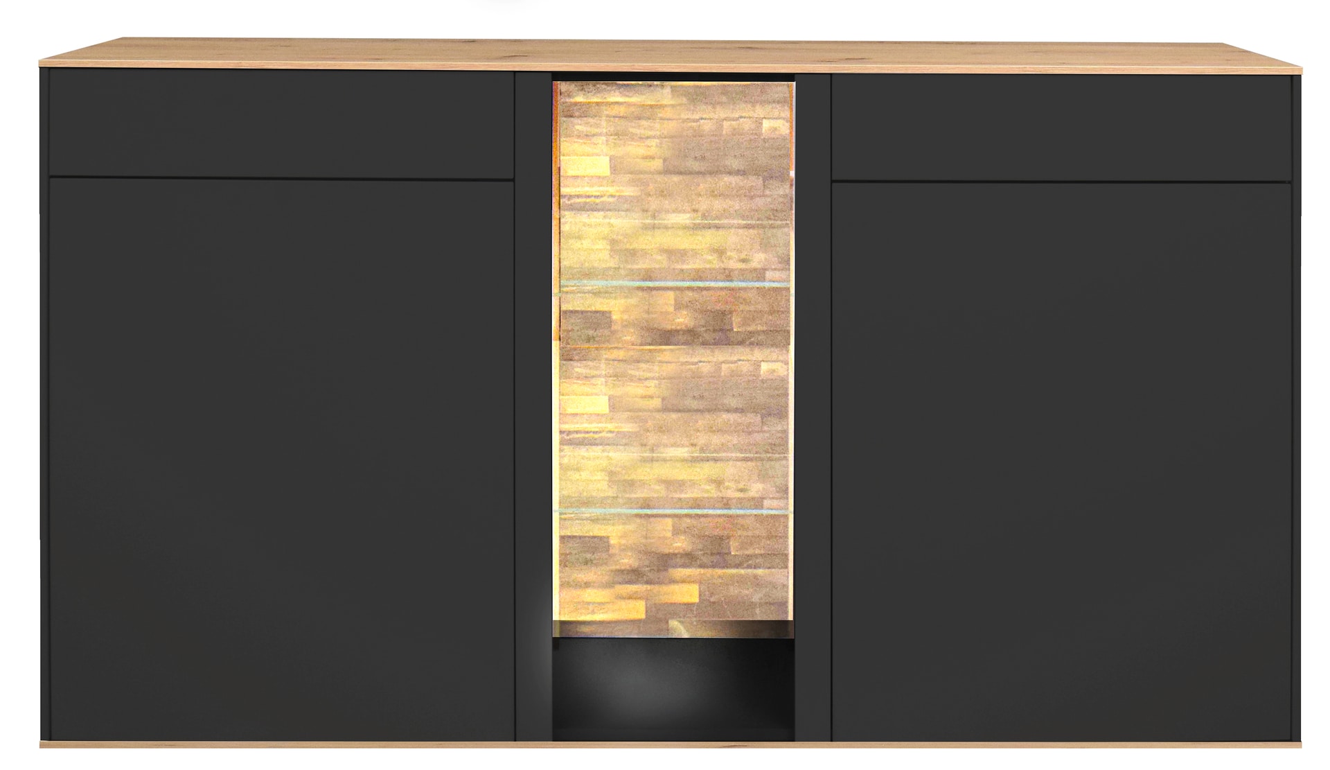 Sideboard Como 159x90x42 cm Anthrazit matt lack / Asteiche-Dekor