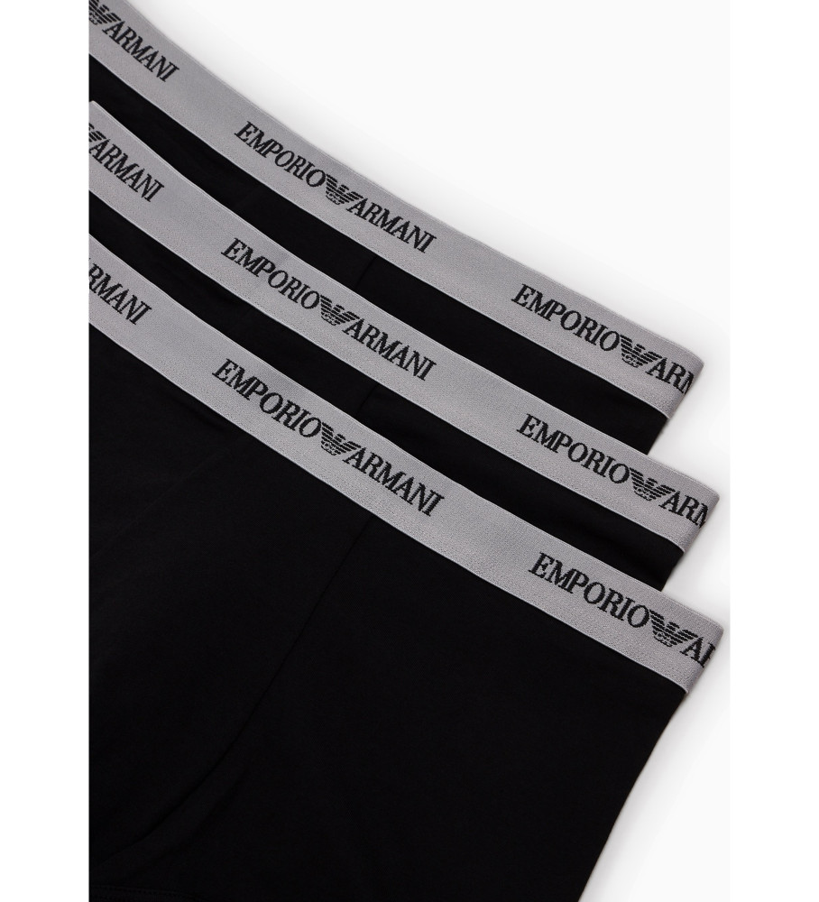 Pacote com três boxers pretos da Emporio Armani