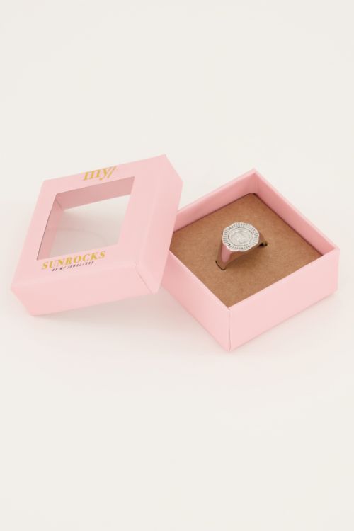 Vintage look zegelring met munt