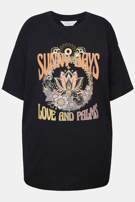 T-Shirt, oversized, Print mit Stickerei