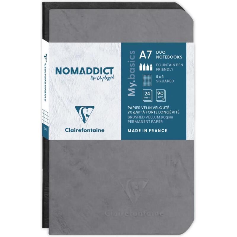 Set de 2 carnets piqûre Age Bag 7,5x12cm 48 pages petits carreaux Couleurs assortis - Assortis
