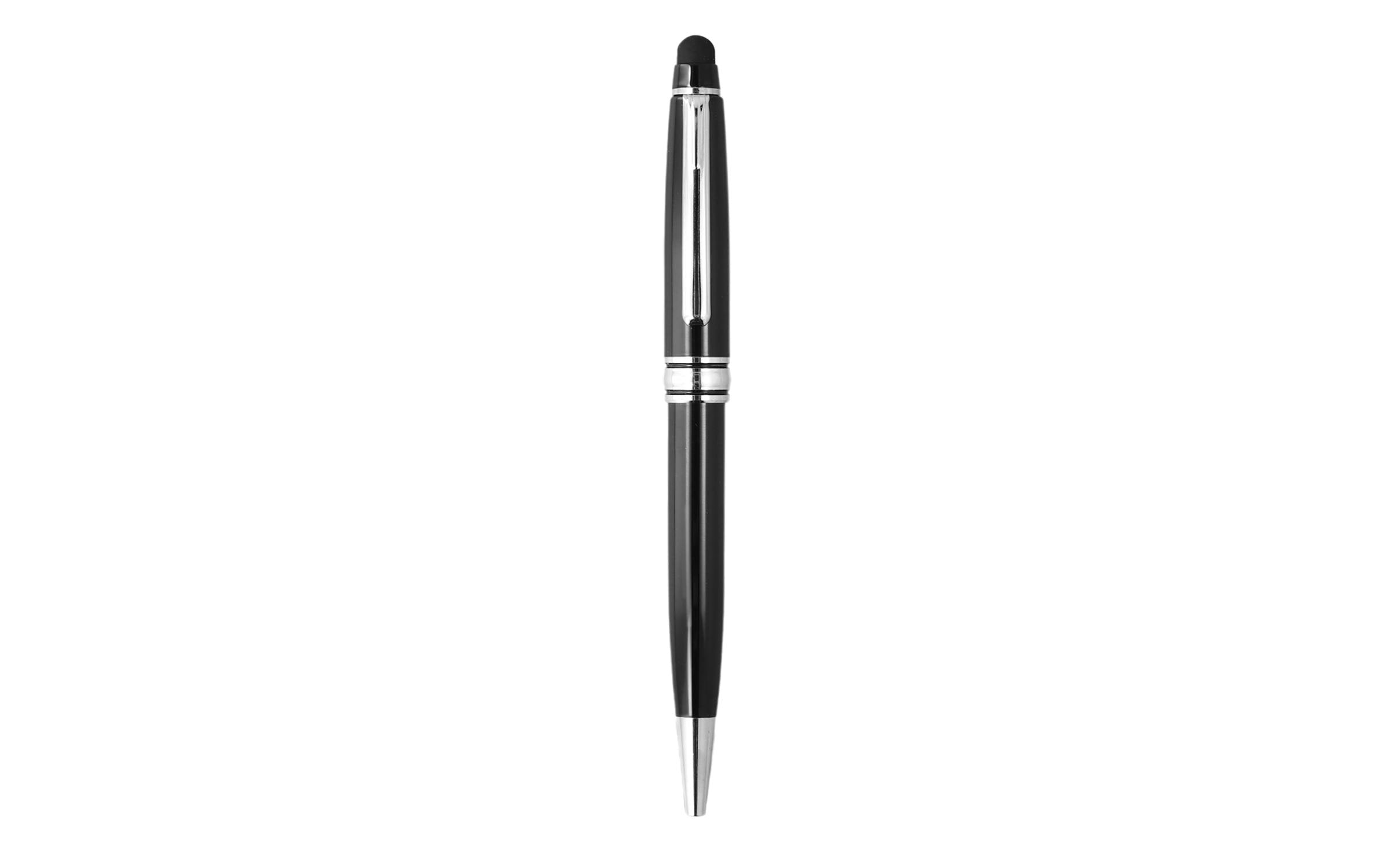 Eingabestift 2 in 1 Schwarz/SilberKugelschreiber und Touchscreen-Stift mit weicher, bildschirmschonender Spitze