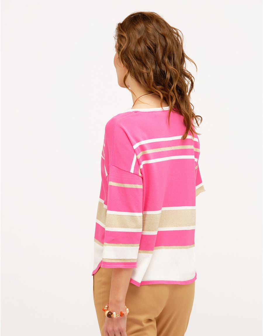 Pull léger rose rayé