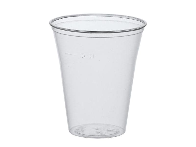Papstar Einwegbecher 300 ml 75 Stück, Transparent Trinkbecher aus Plastik mit Schaumrand