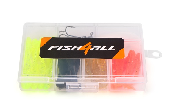 Boîte Leurre Souple & Tête Plombée Fish4all Swimma (35 pièces)
