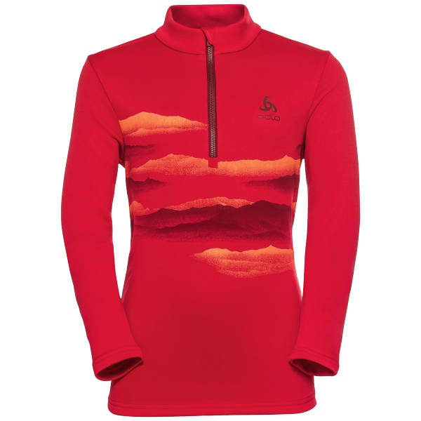Sweat polaire randonnée ODLO MIDLAYER 1/2 ZIP BERRA KIDS GRAPHIC CHINESE RED