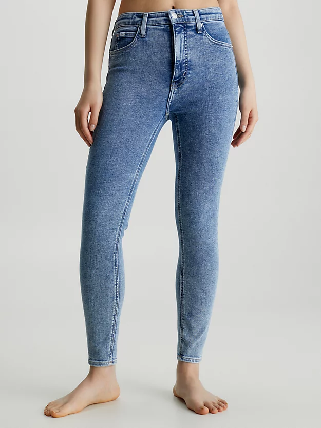 Calça jeans super skinny de cintura alta até o tornozelo