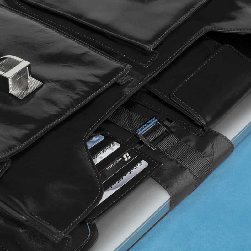 Piquadro - Blue Square - Computer Briefcase - Zwart - Kalfsleer