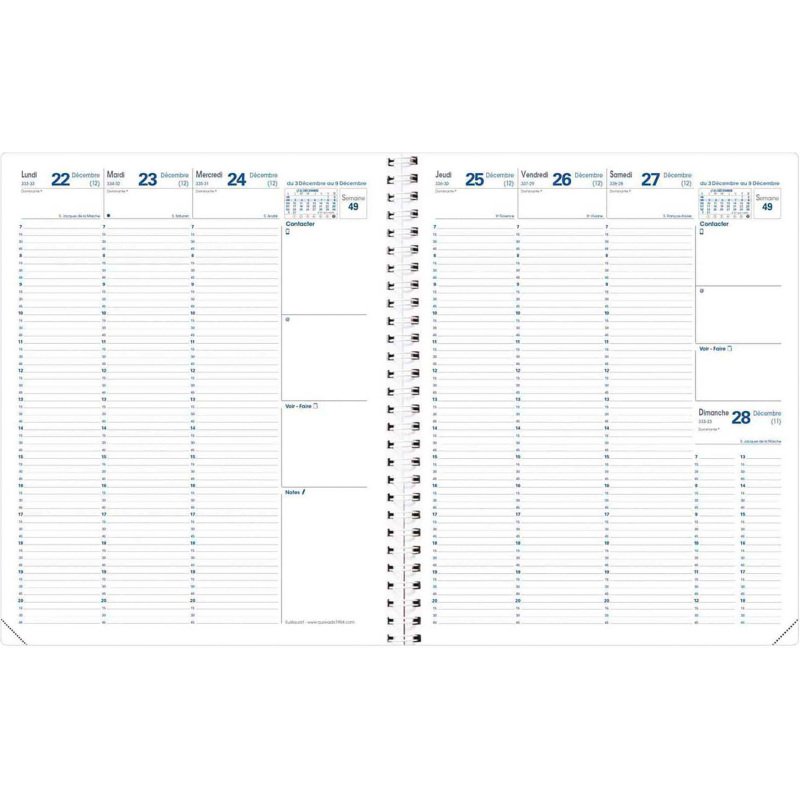 Agenda Quo Vadis Euréquart Club semainier - année 2027 - 24 x 30 cm