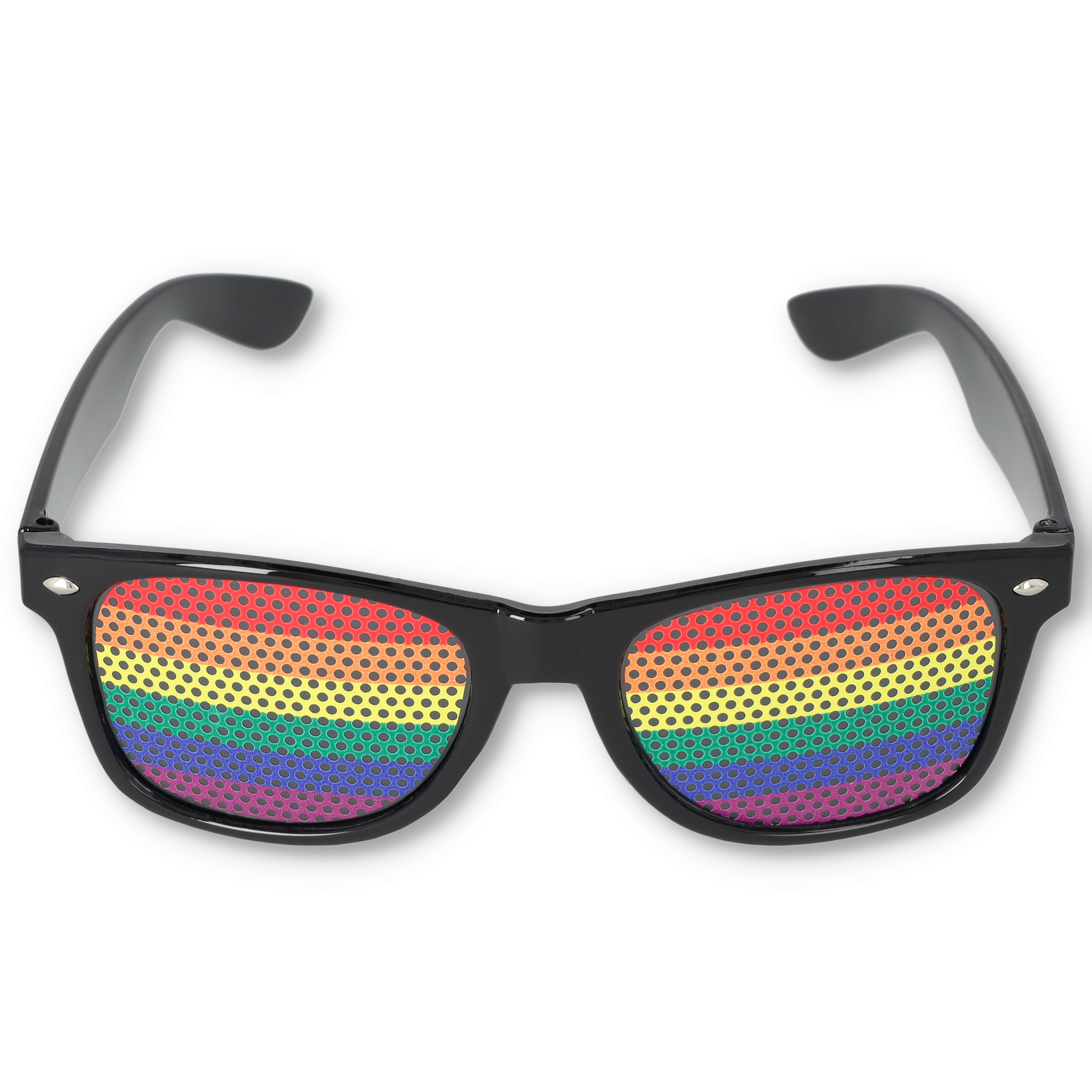 Regenbogen Rasterbrille Motto Party Accessoire Bunte Lochbrille