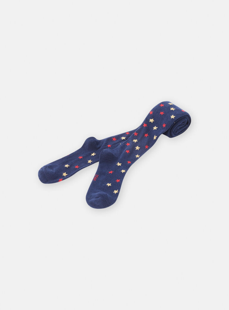 Collant marine à motif étoiles de noël pour fille