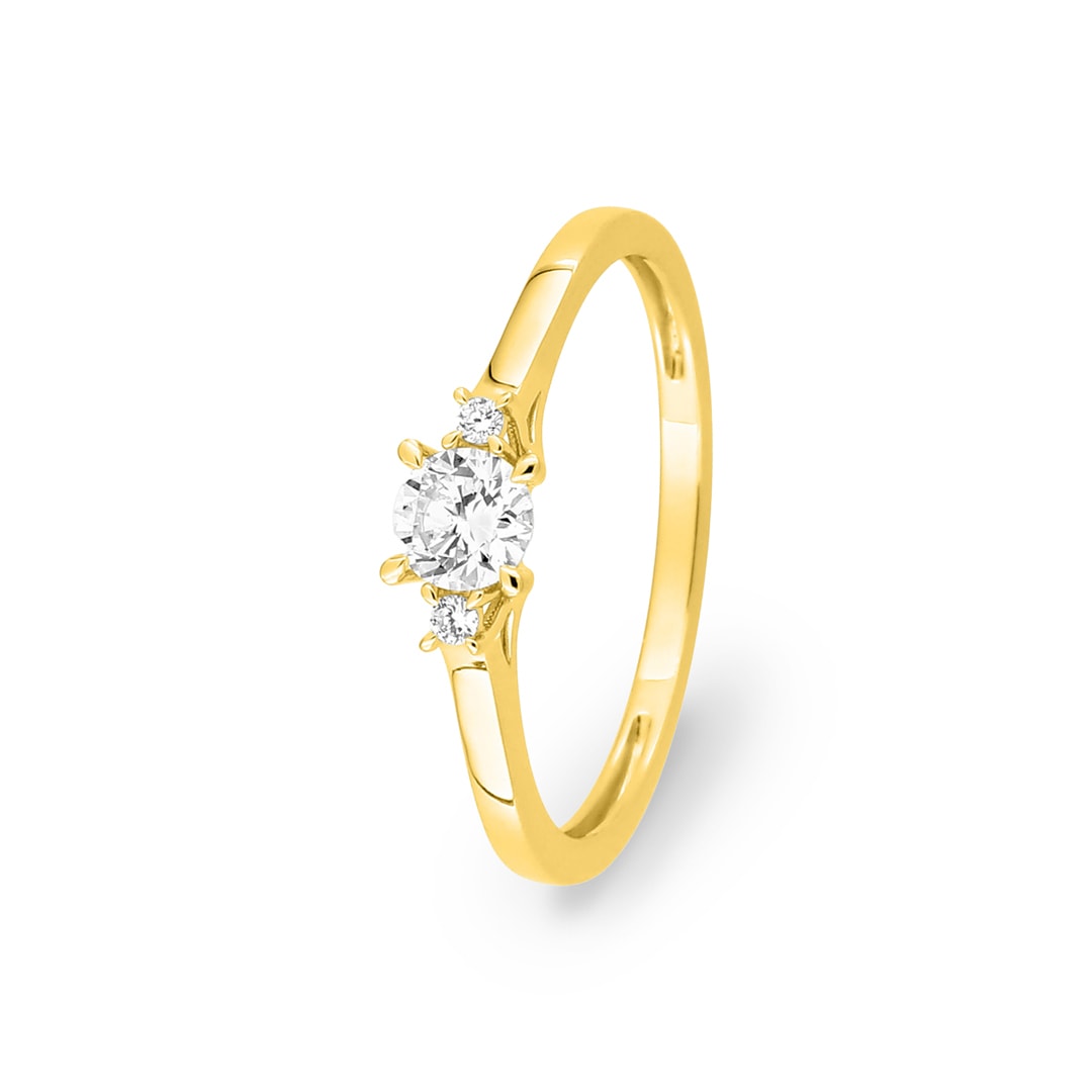Trilogie Ring 375/9 K Gelbgold mit Lab Grown Diamanten 0.27 ct
