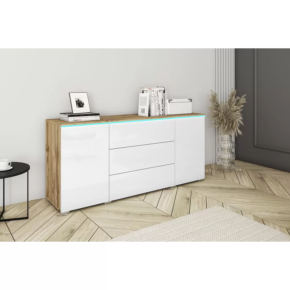 Sideboard Vera 150 Eiche,weiss