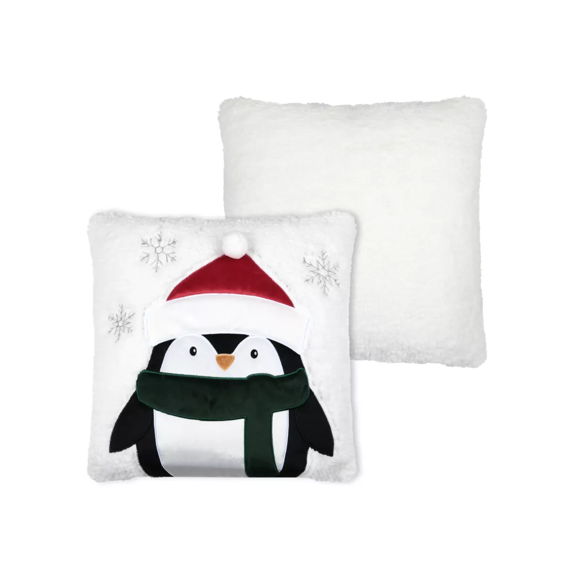 Coussin de Noël carré velours (45 x 45 cm) Edgard Pingouin Blanc
