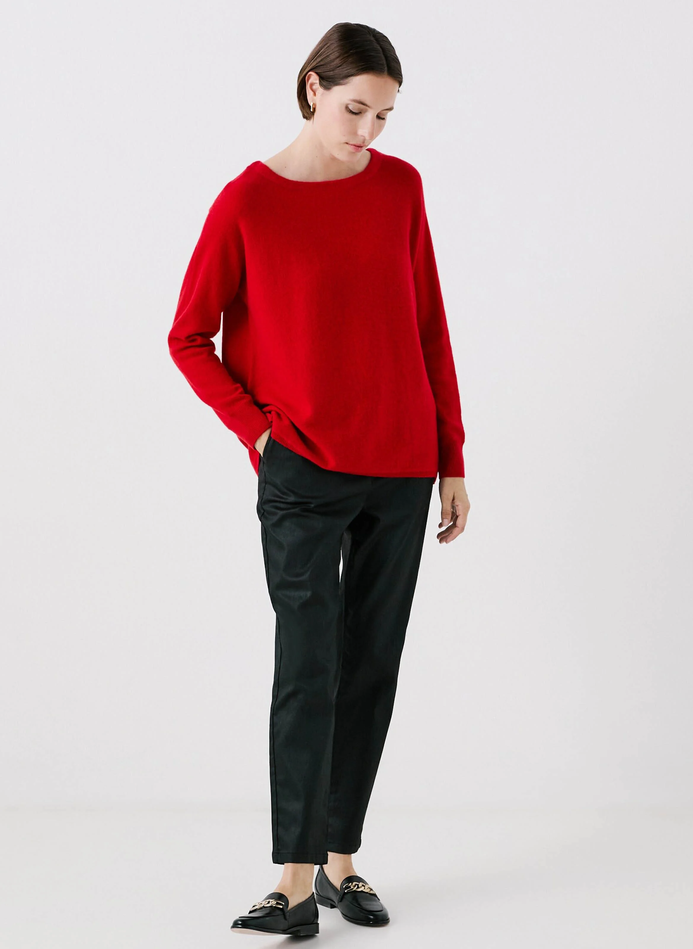 MAMELIA - Pull col rond ample en cachemire | Rouge
