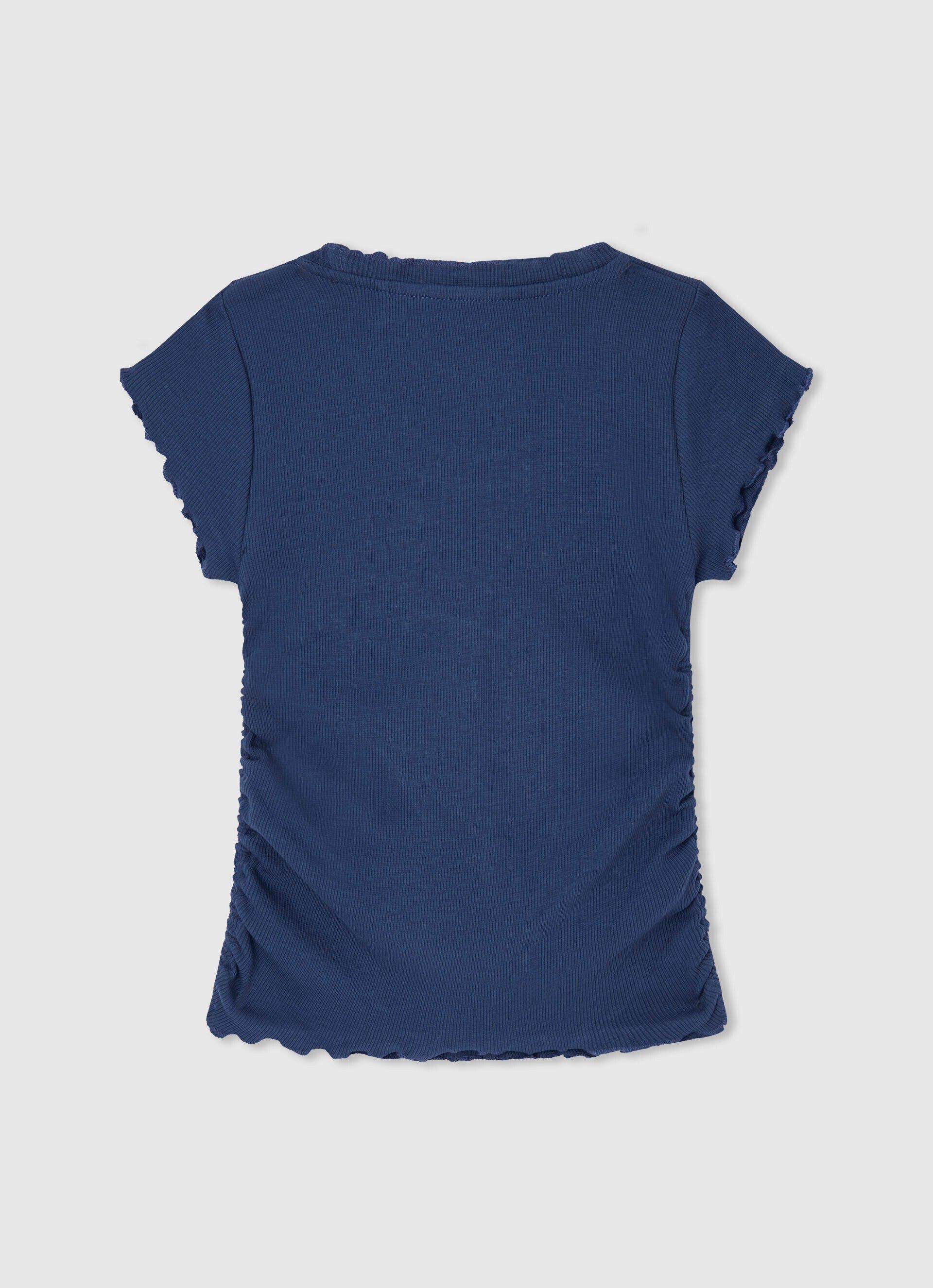 Camiseta canelada com efeito ondulado - azul oceano