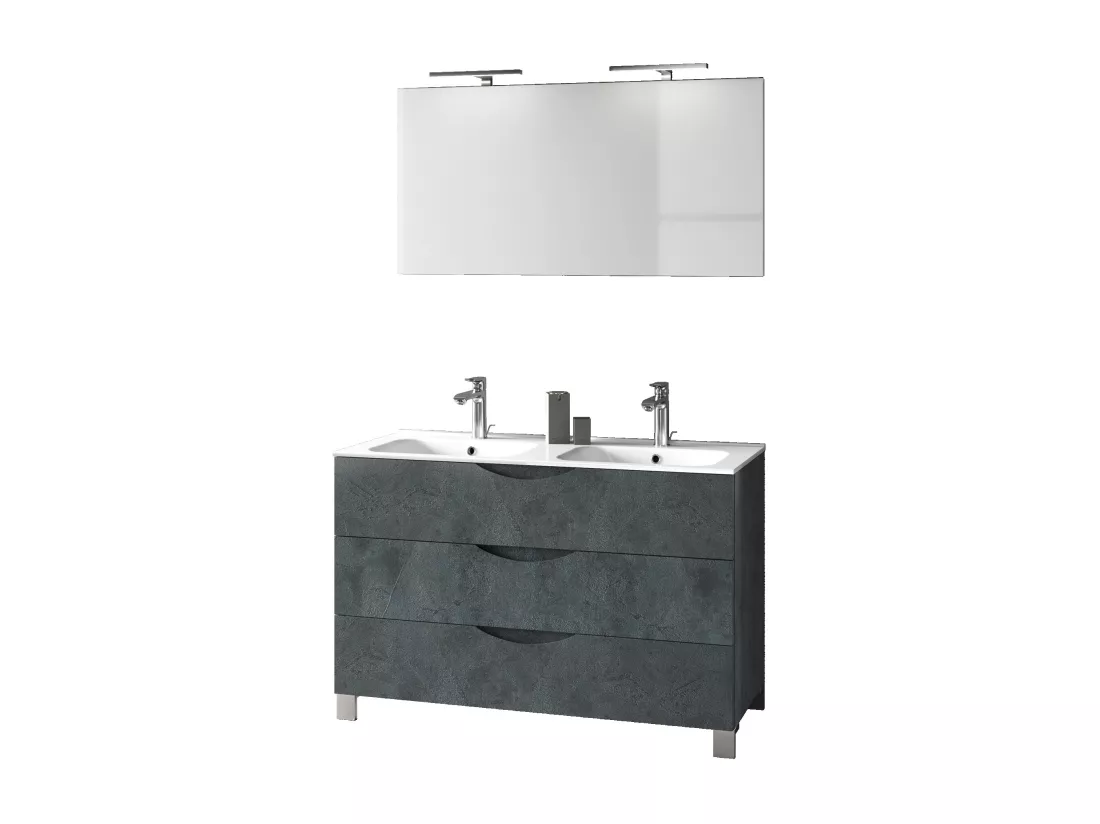 Ensemble de salle de bain double vasque 4 pièces PLUTONE blue