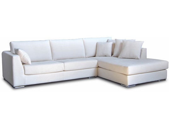 CITY - Canapé tissu Monaco angle droit tissu blanc