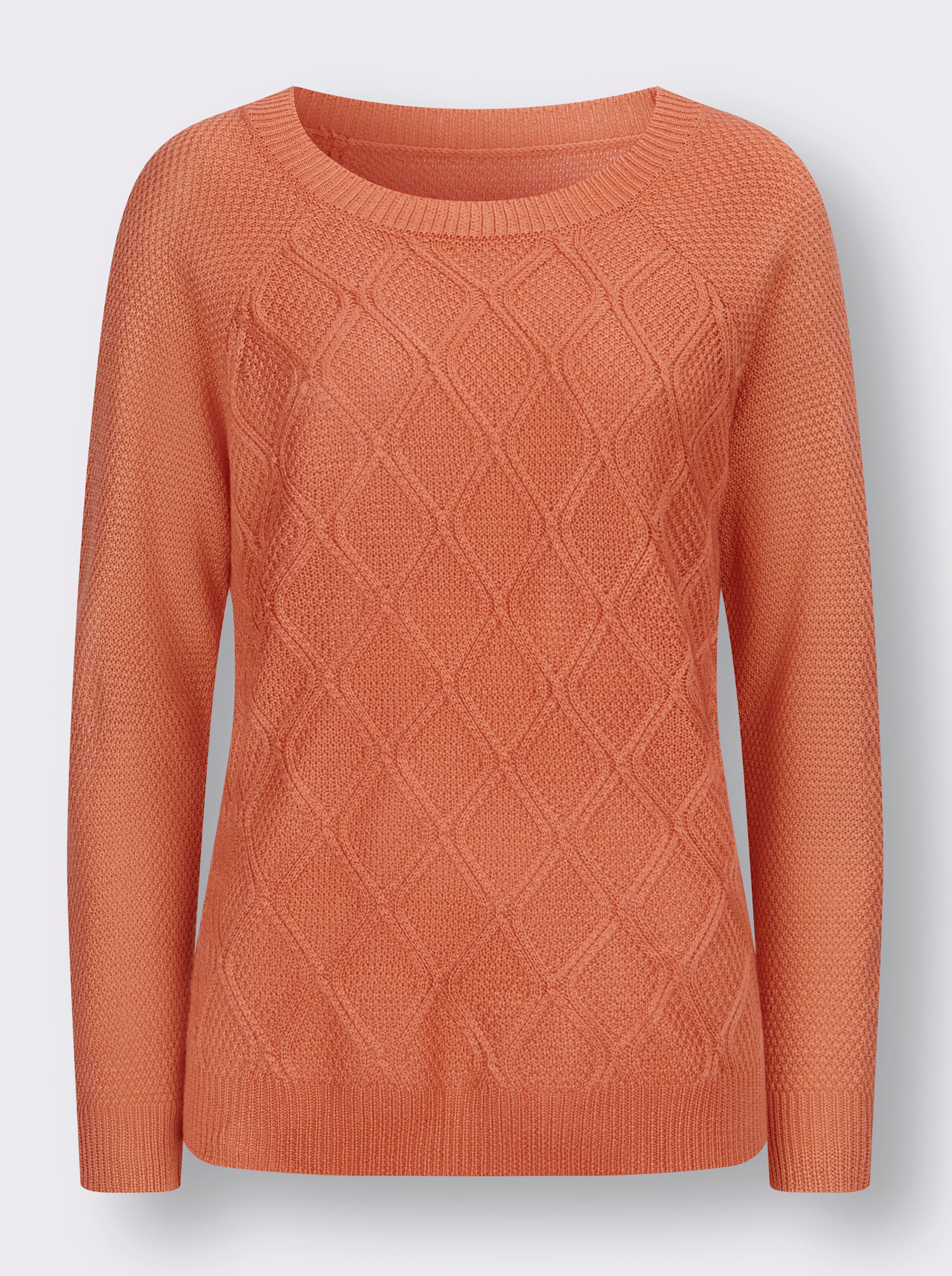 Langarm-Pullover mit Zopfmuster