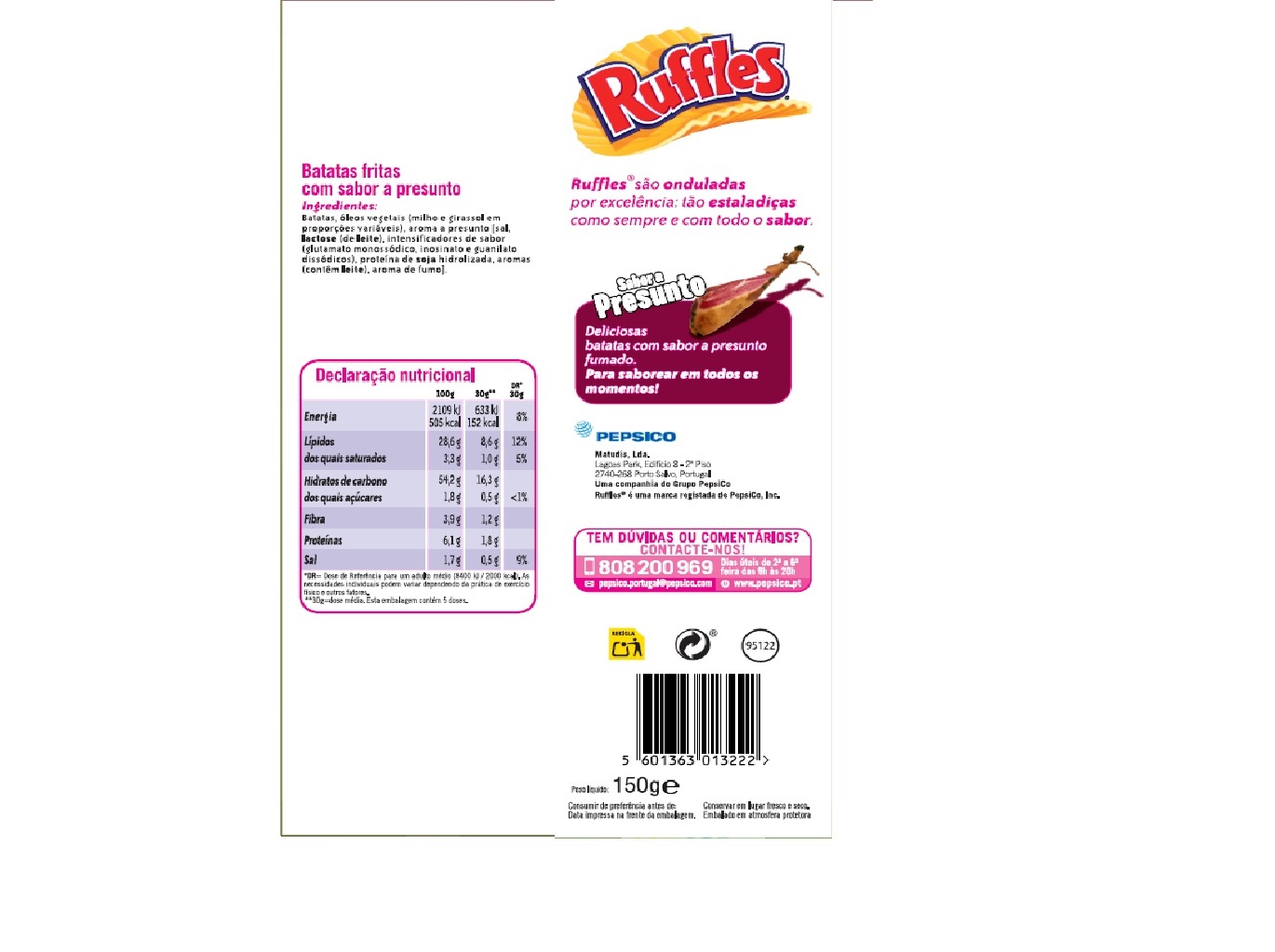 BATATAS FRITAS RUFFLES PRESUNTO 150G