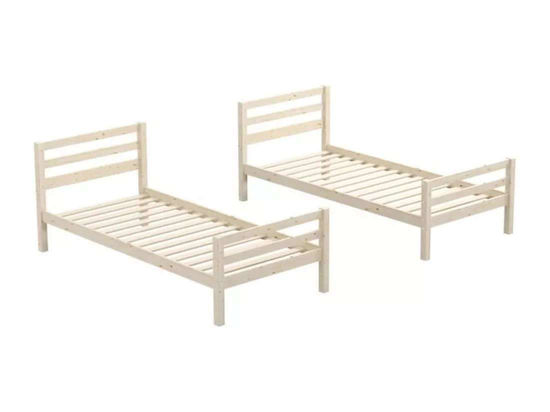 Lits superposés séparables enfant - 2 x 90 x 190 cm - Pin massif naturel - Sommier inclus