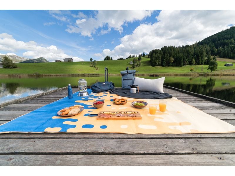 KOOR Picknickdecke Gelato-Arancia 200 x 200 cm Modische Picknick-Decke in sommerlichen Trendfarben
