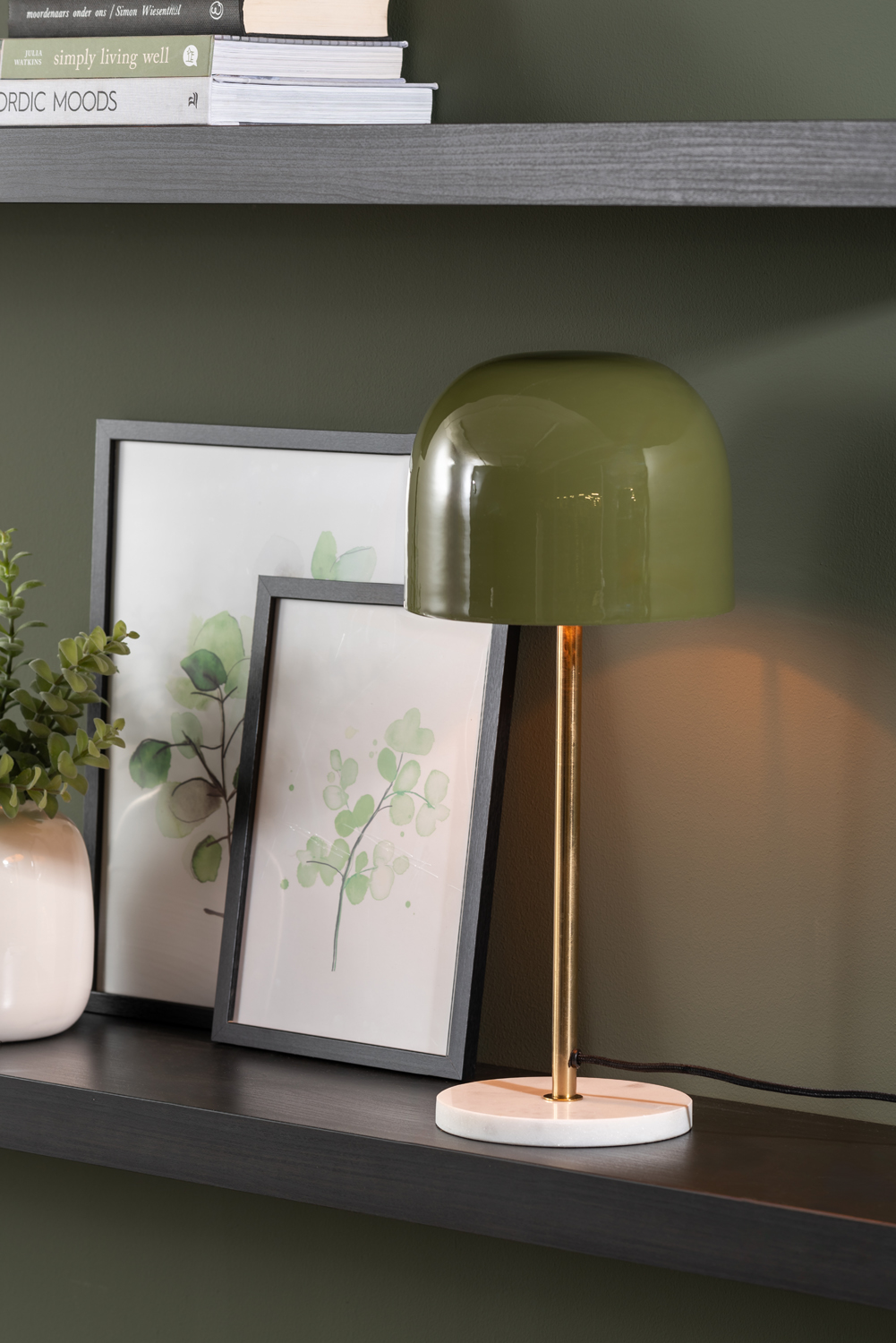 Table lamp Manta enamel jungle green