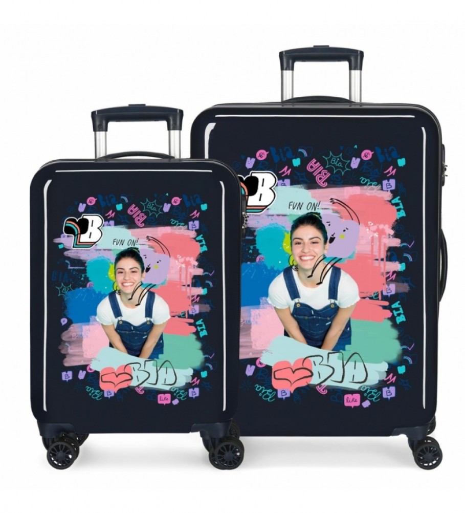 Conjunto de malas rígidas Joumma Bags Bia Jeans, azul - 38x55x20/48x68x26 -