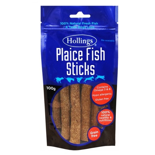 Palitos de peixe linguado com sabor natural para cães.