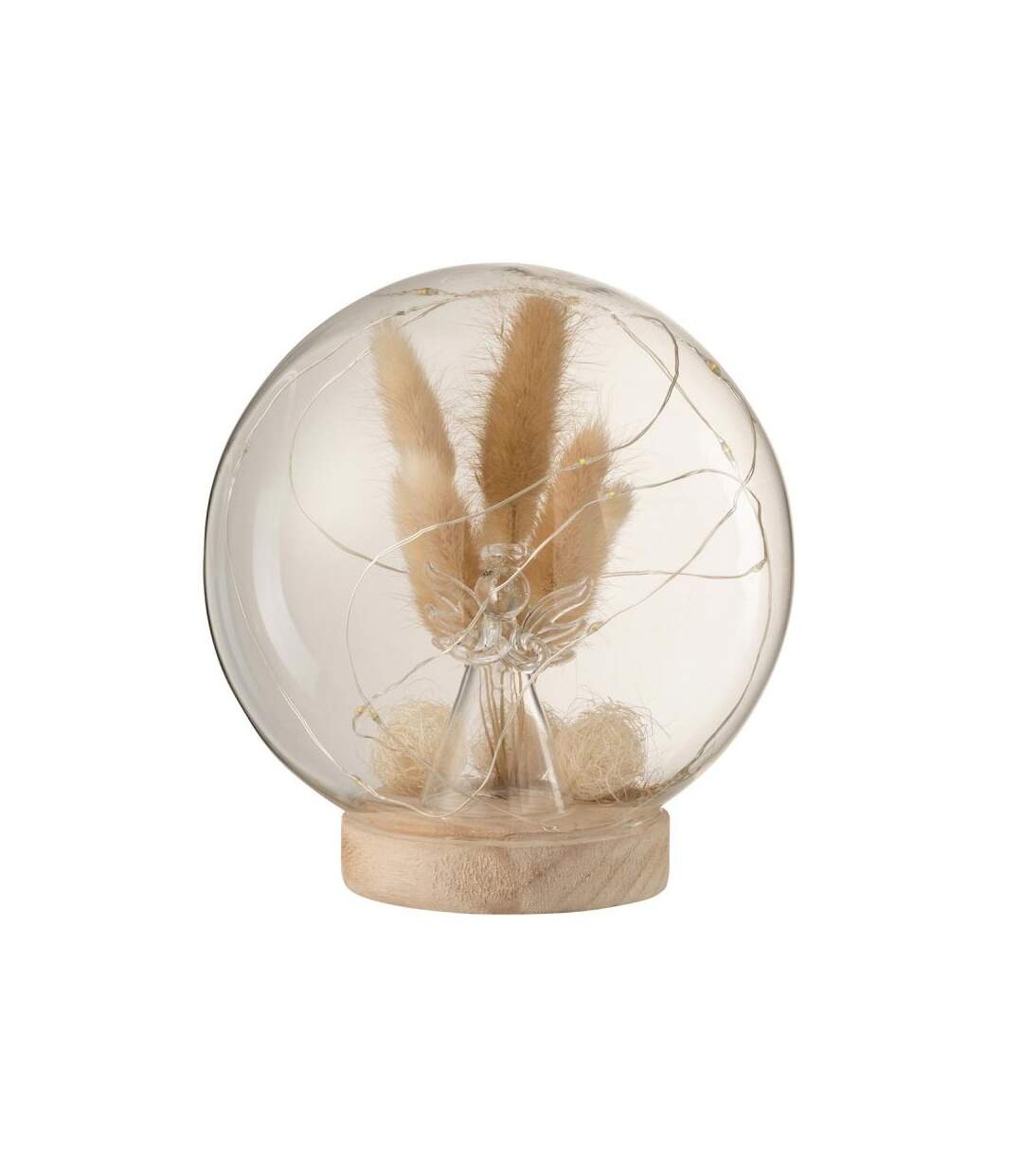 Paris Prix - Cloche Boule Led En Verre ange 16cm Naturel