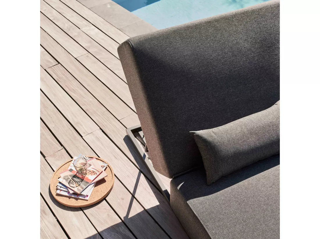 Bain de soleil avec coussin inclinable 5 positions gris - Havana