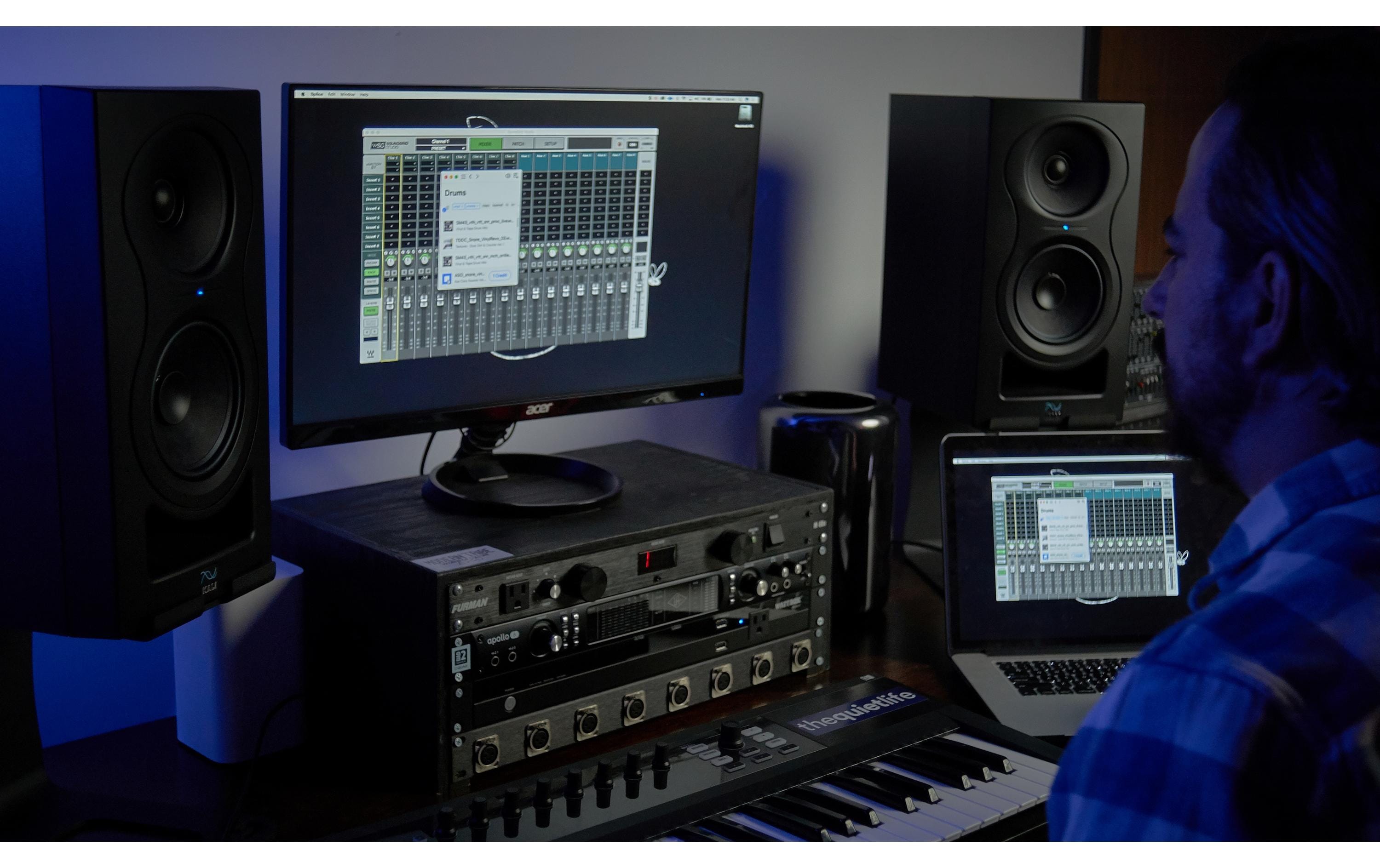 Studiomonitor IN-5 160 W, Schwarz<br>Aktiver 3-Wege-Studiomonitor