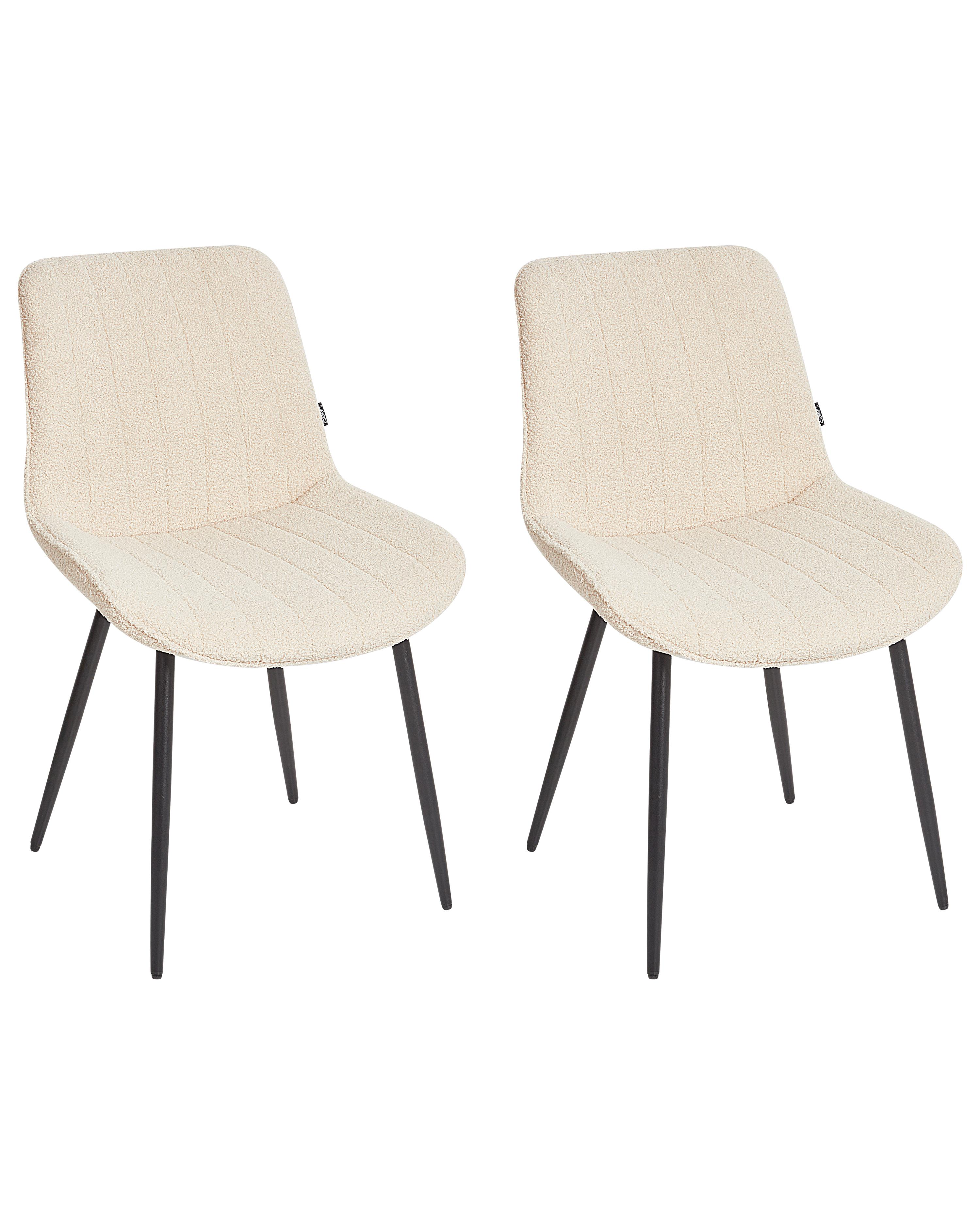Set van 2 eetkamerstoelen DUBROVNIK Bouclé Lichtbeige