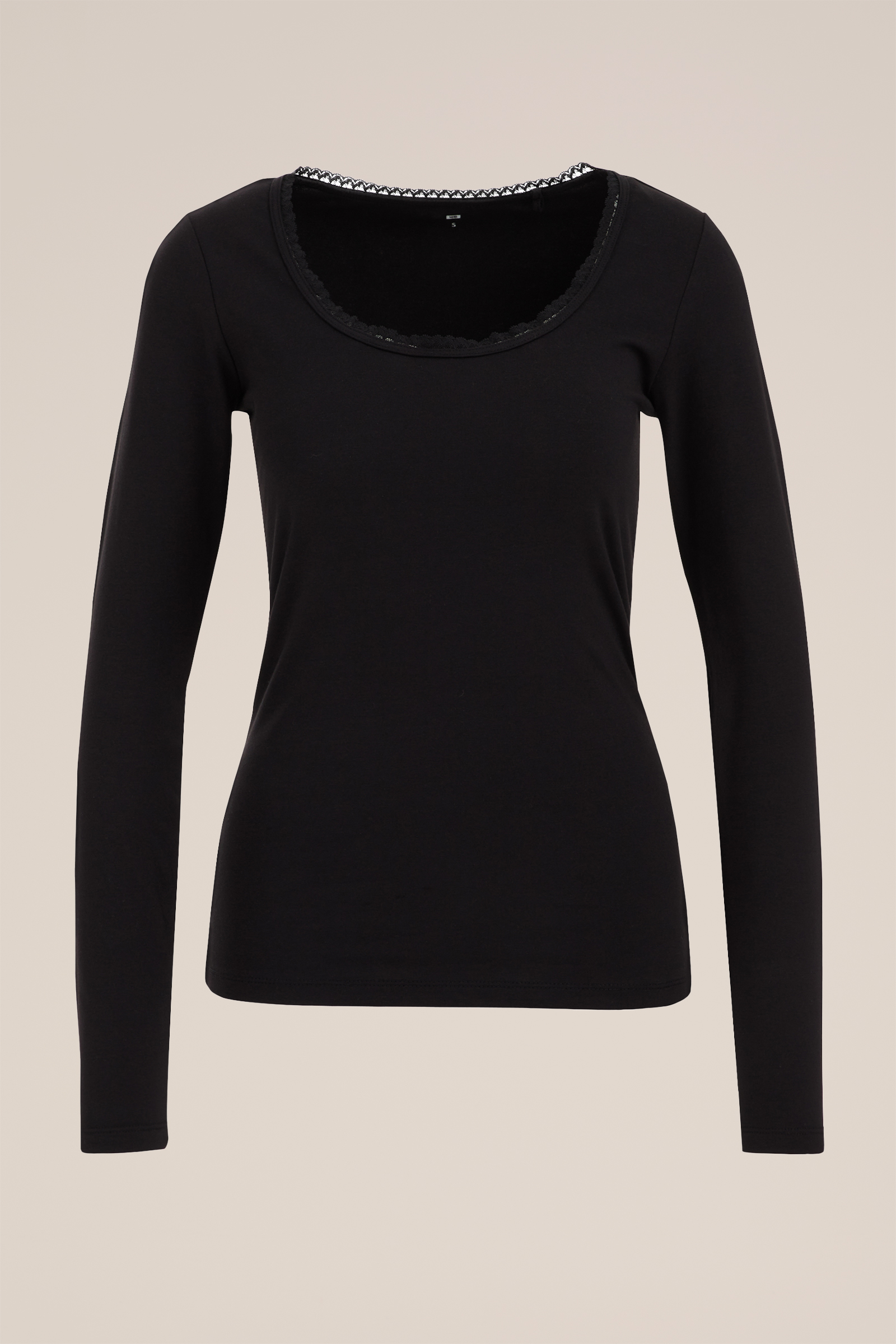 T-shirt met kant WE Fashion Zwart
