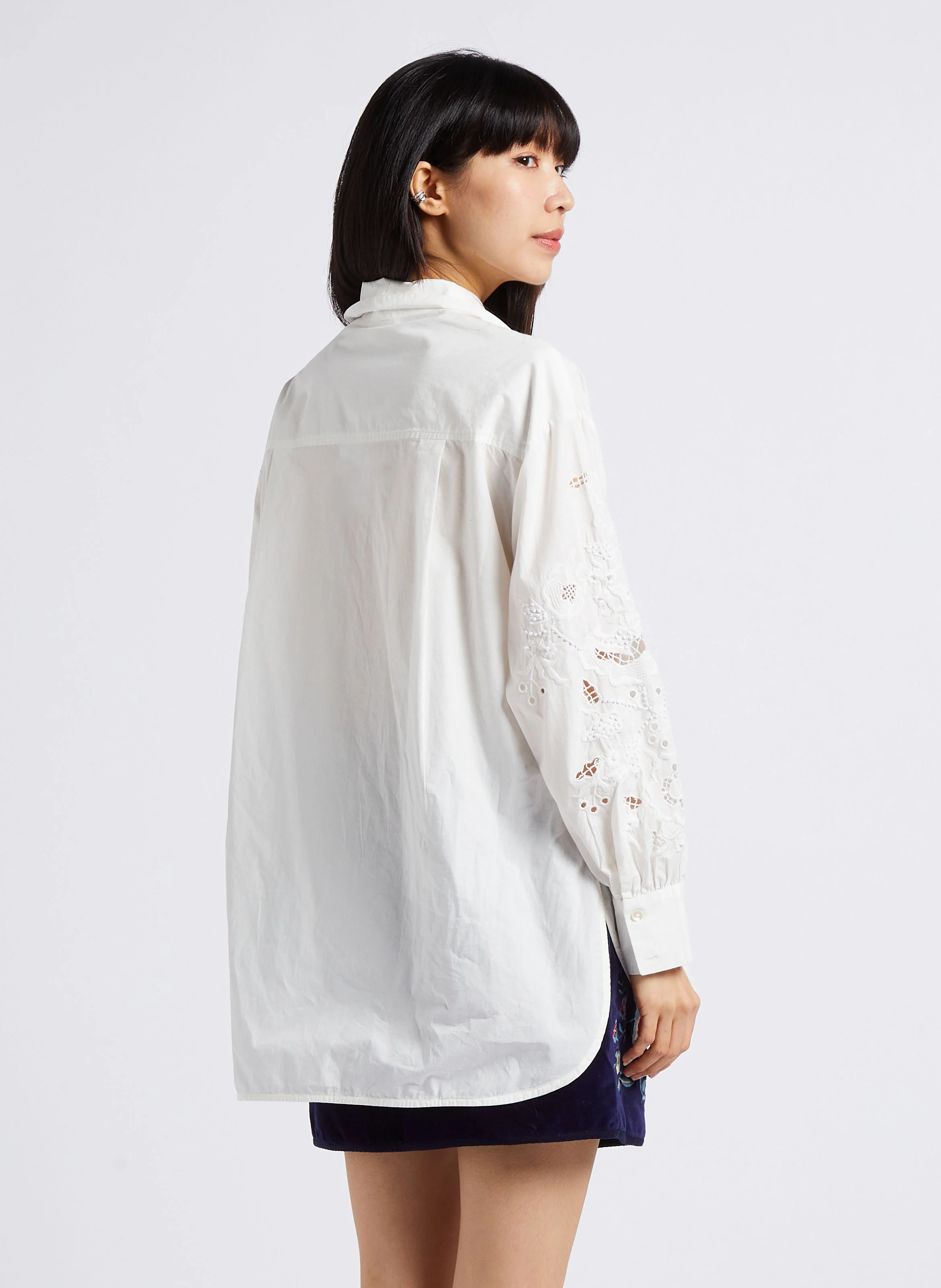 RUPI - Chemise brodée en coton bio | Blanc
